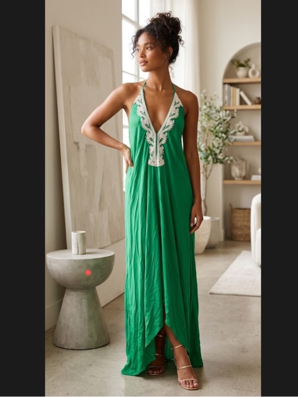 Shahida Parides 3 Ways to wear it Green Beaded Maxi dress